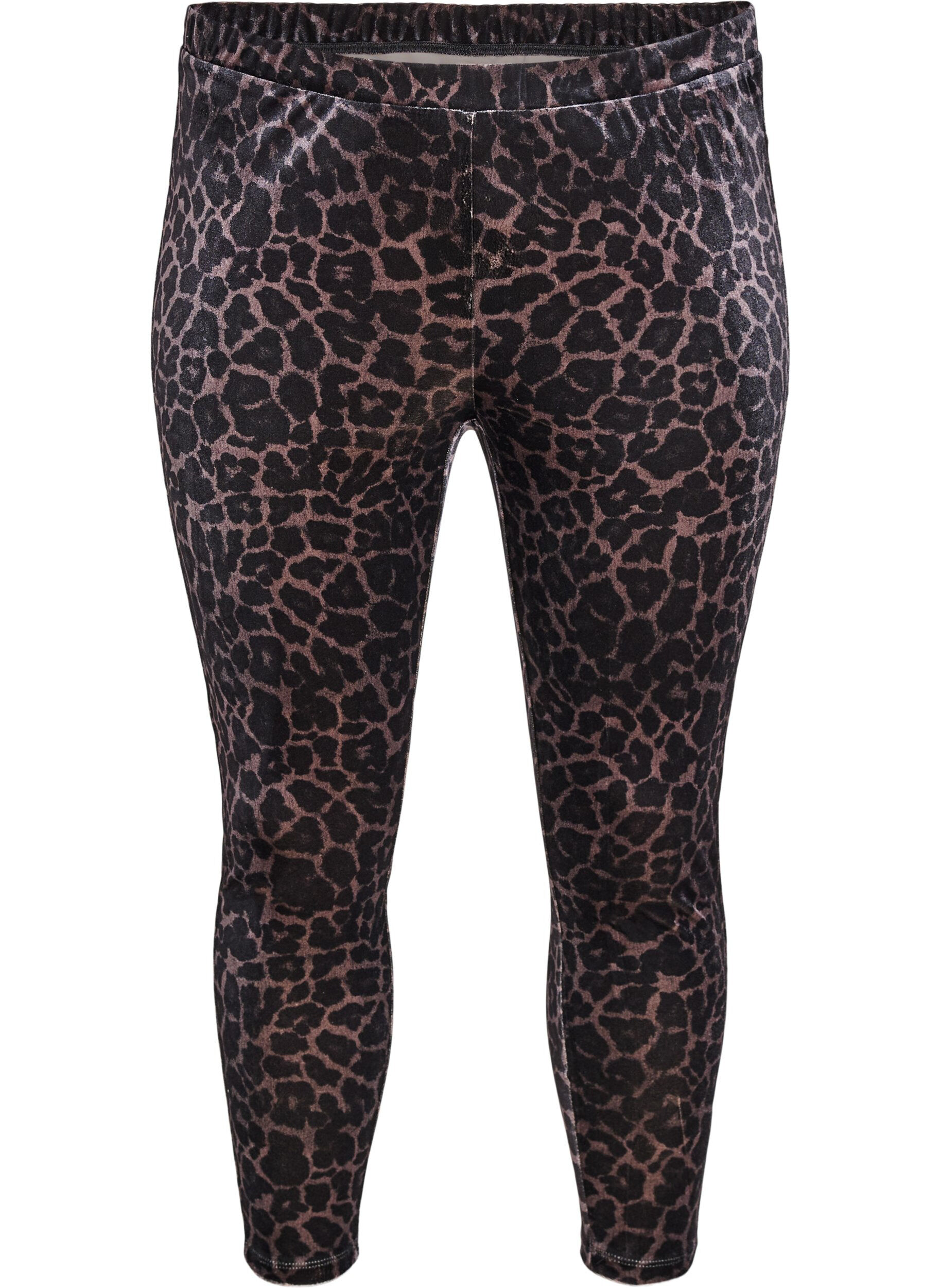 Velour leggings with leopard pattern