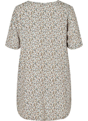 Viscose tunic with print and short sleeves, Light Blue Ditsy AOP, Packshot image number 1