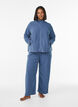 Fleece top with zipper and high collar, Blue, Model image number 1