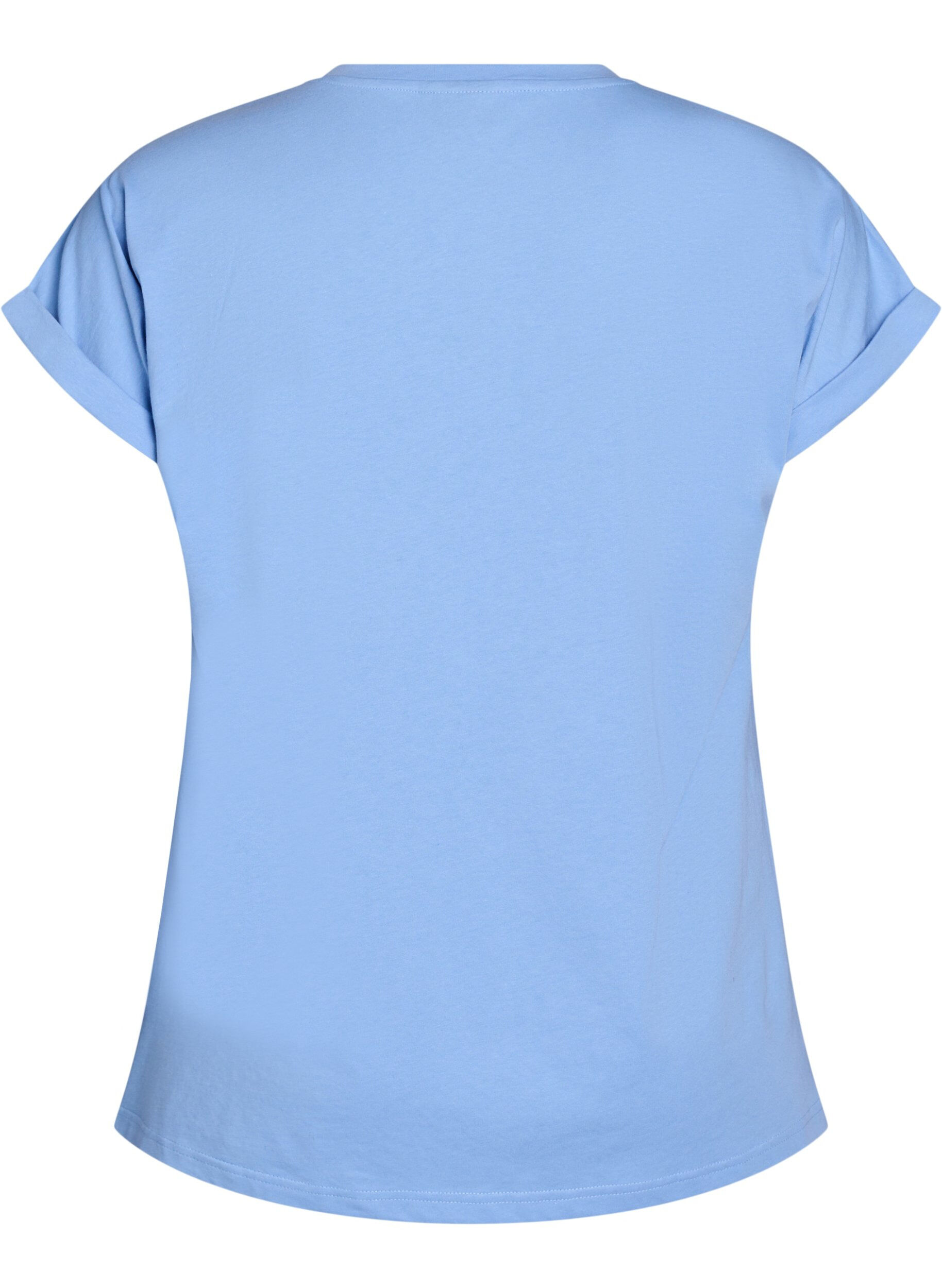 ZizzifashionShort sleeve cotton blend T-shirt, Light Blue, Packshot image number 1