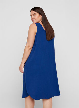 Sleeveless cotton dress in an A-line cut, Twilight Blue, Model image number 1
