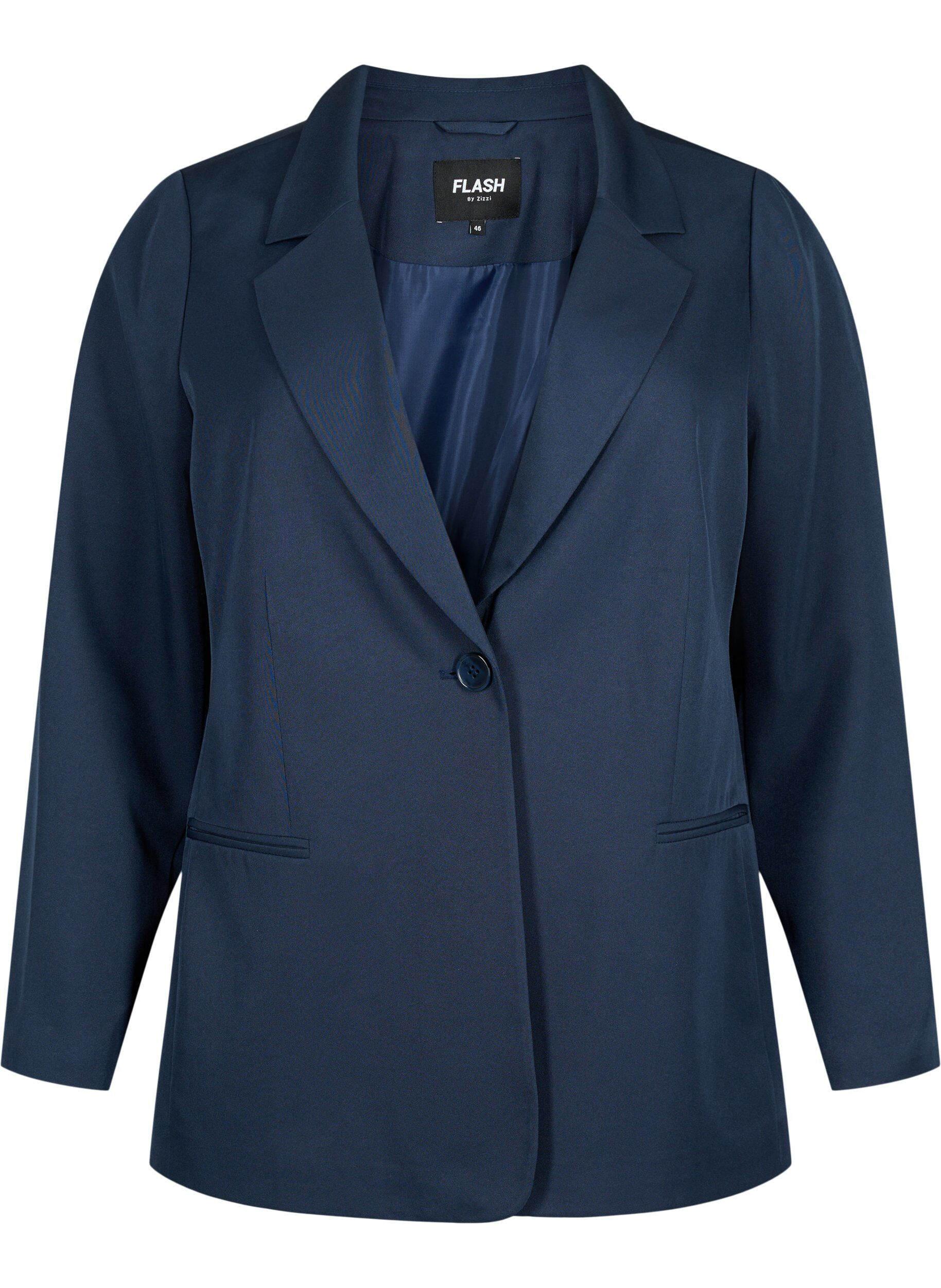 Zizzifashion FLASH - Simple blazer with button, Blue, Packshot image number 0