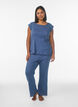 Organic cotton pyjama bottoms with a textured pattern, Blue, Model image number 0