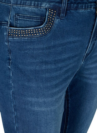 High rise, studded Nille jeans with studs, Medium Blue denim, Packshot image number 2