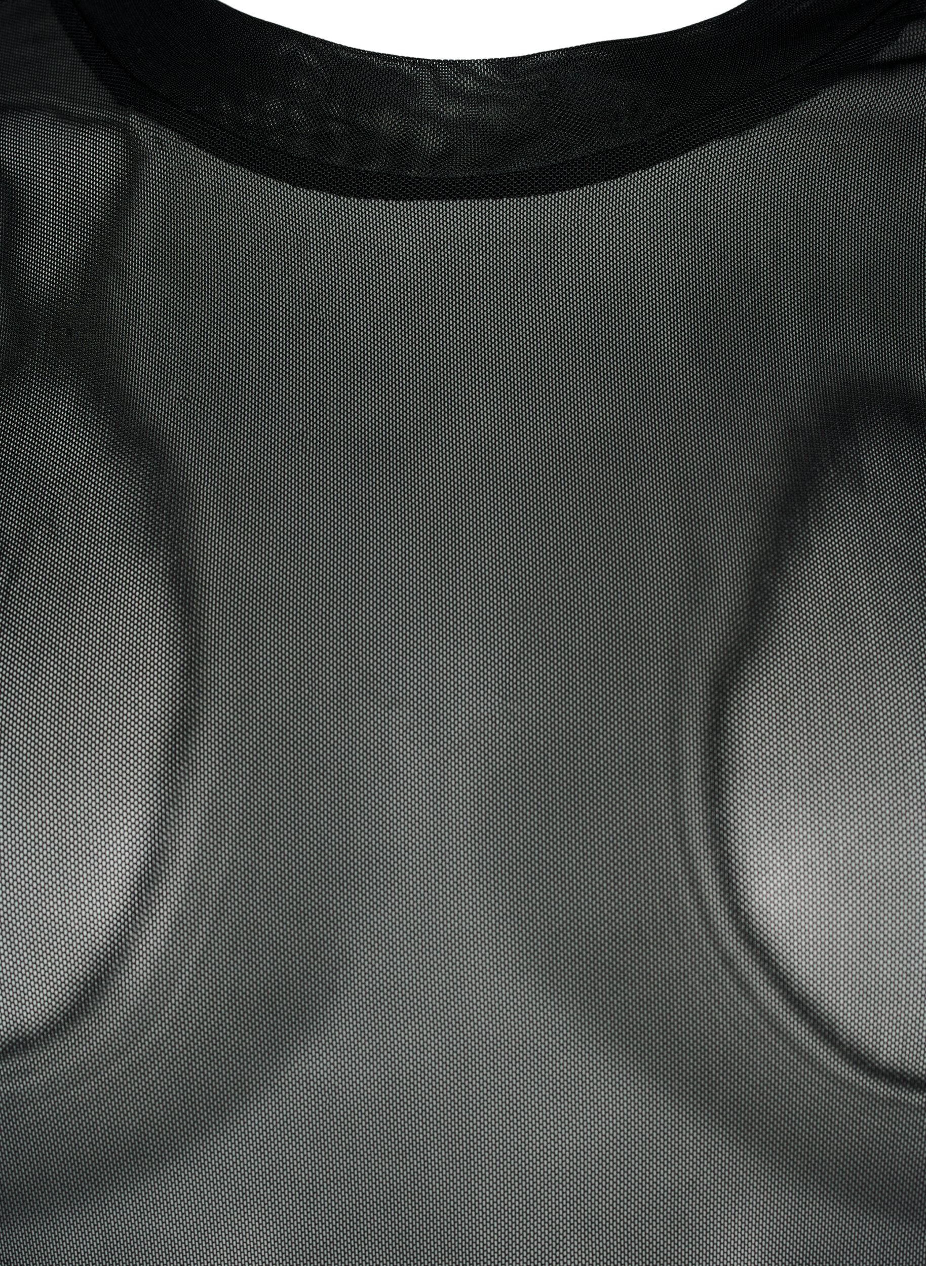 Zizzifashion Solid coloured mesh blouse, Black, Packshot image number 2