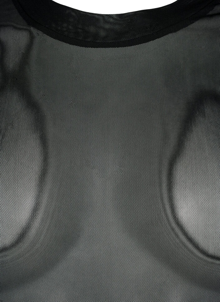 Solid coloured mesh blouse, Black, Packshot image number 2