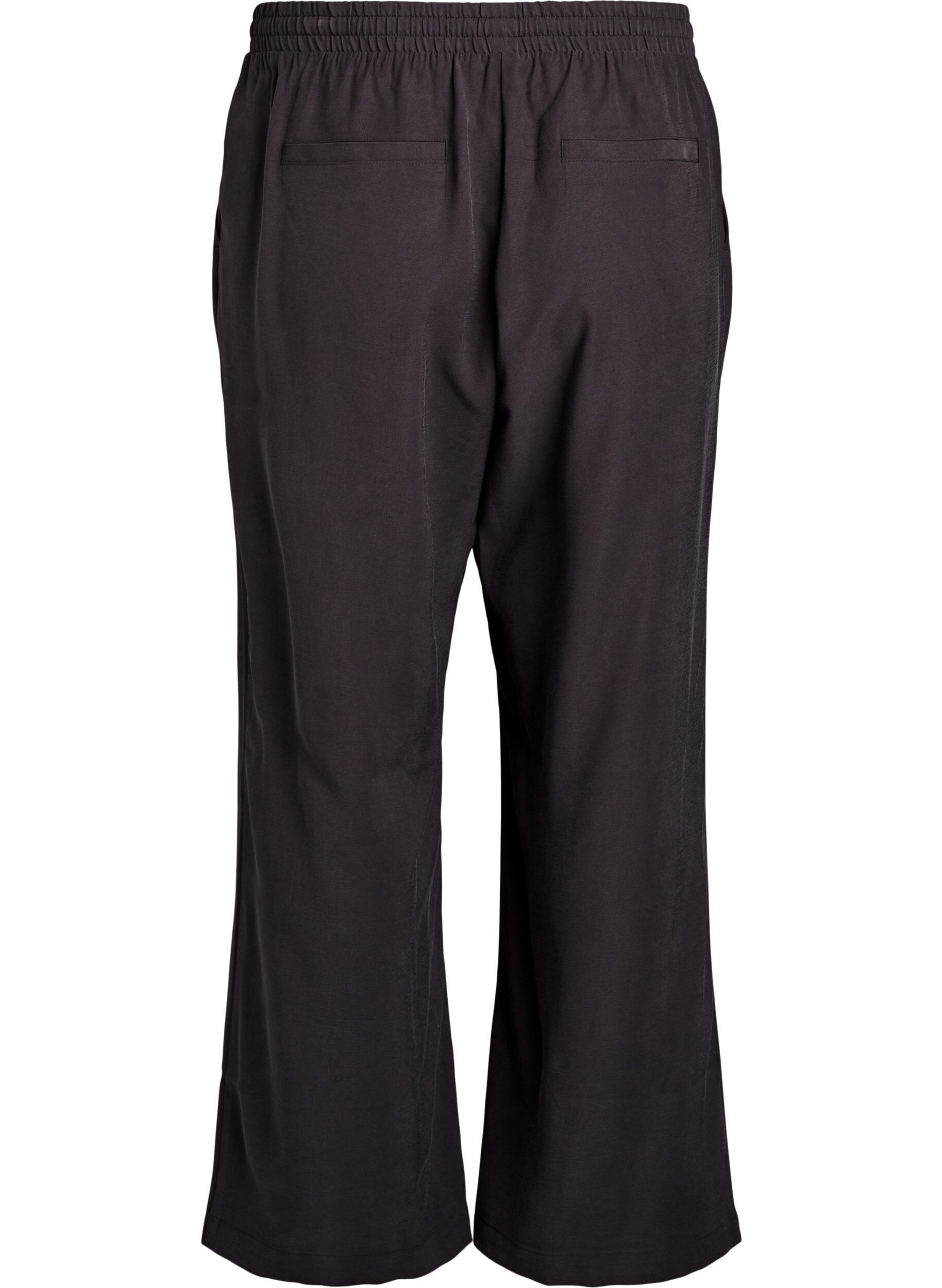 Zizzifashion FLASH - Viscose trousers with elasticated waistband, Dark Grey, Packshot image number 1