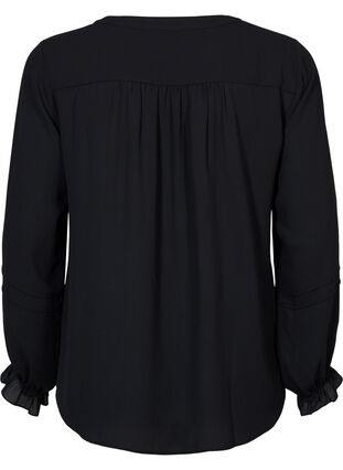 Top with long sleeves and button closure, Black, Packshot image number 1