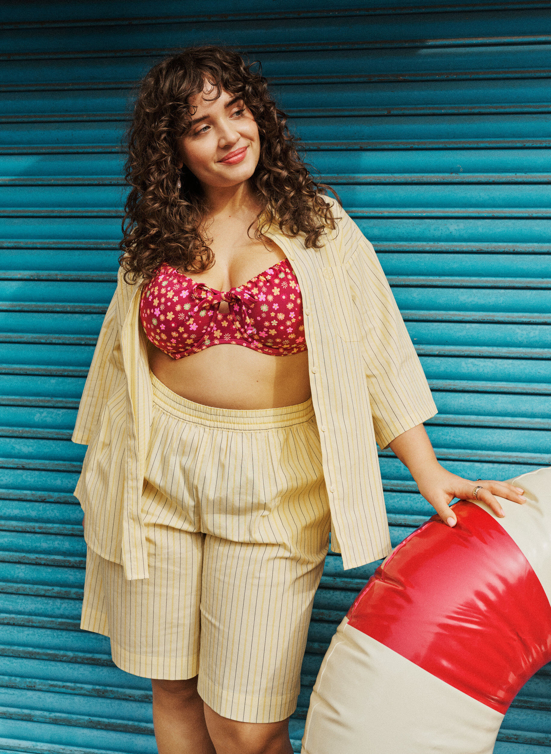 Zizzifashion Striped blouse in a loose fit, Yellow, Image image number 0