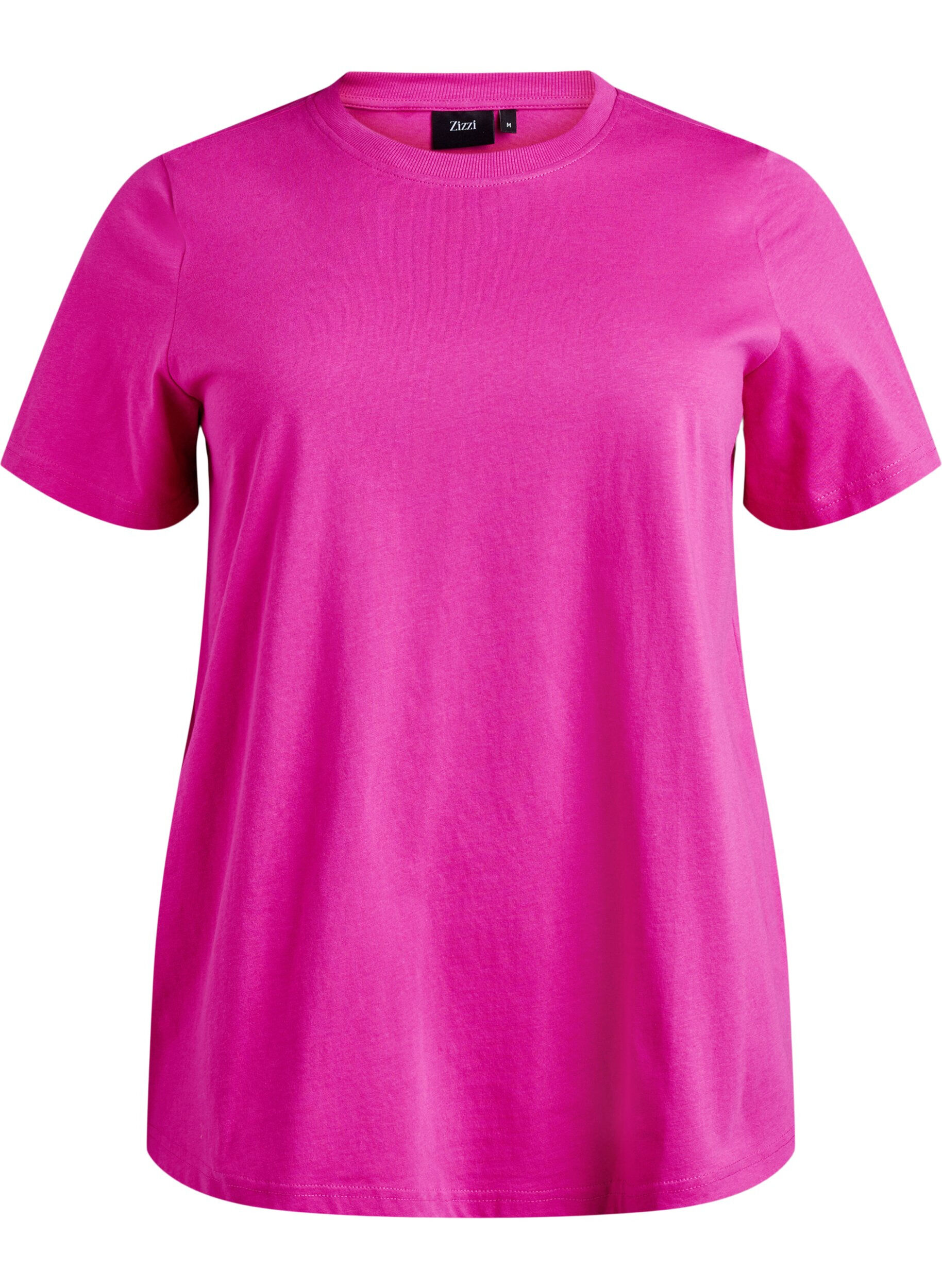 Zizzifashion Basic cotton T-shirt with round neck, Pink, Packshot image number 0