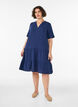 Short A-line dress in cotton muslin, Blue, Model image number 1