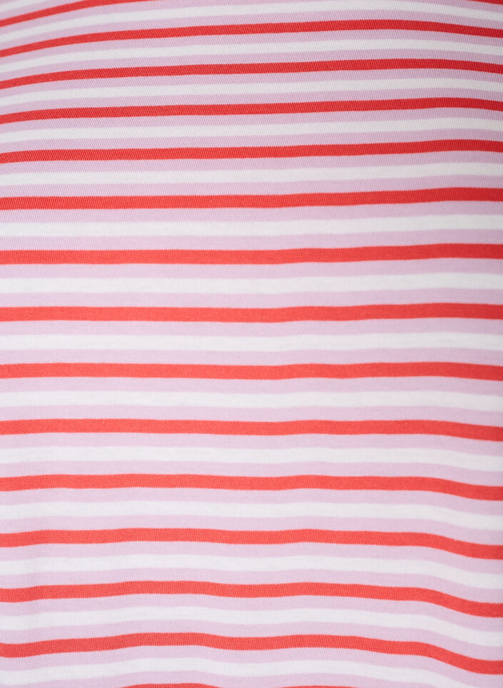 Long oversized striped T-shirt in organic cotton, Purple, Packshot image number 2