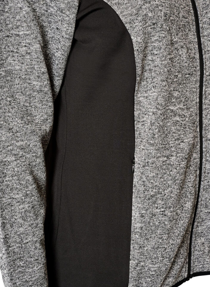 Training cardigan with contrast panels and a high collar, Dark Grey, Packshot image number 3