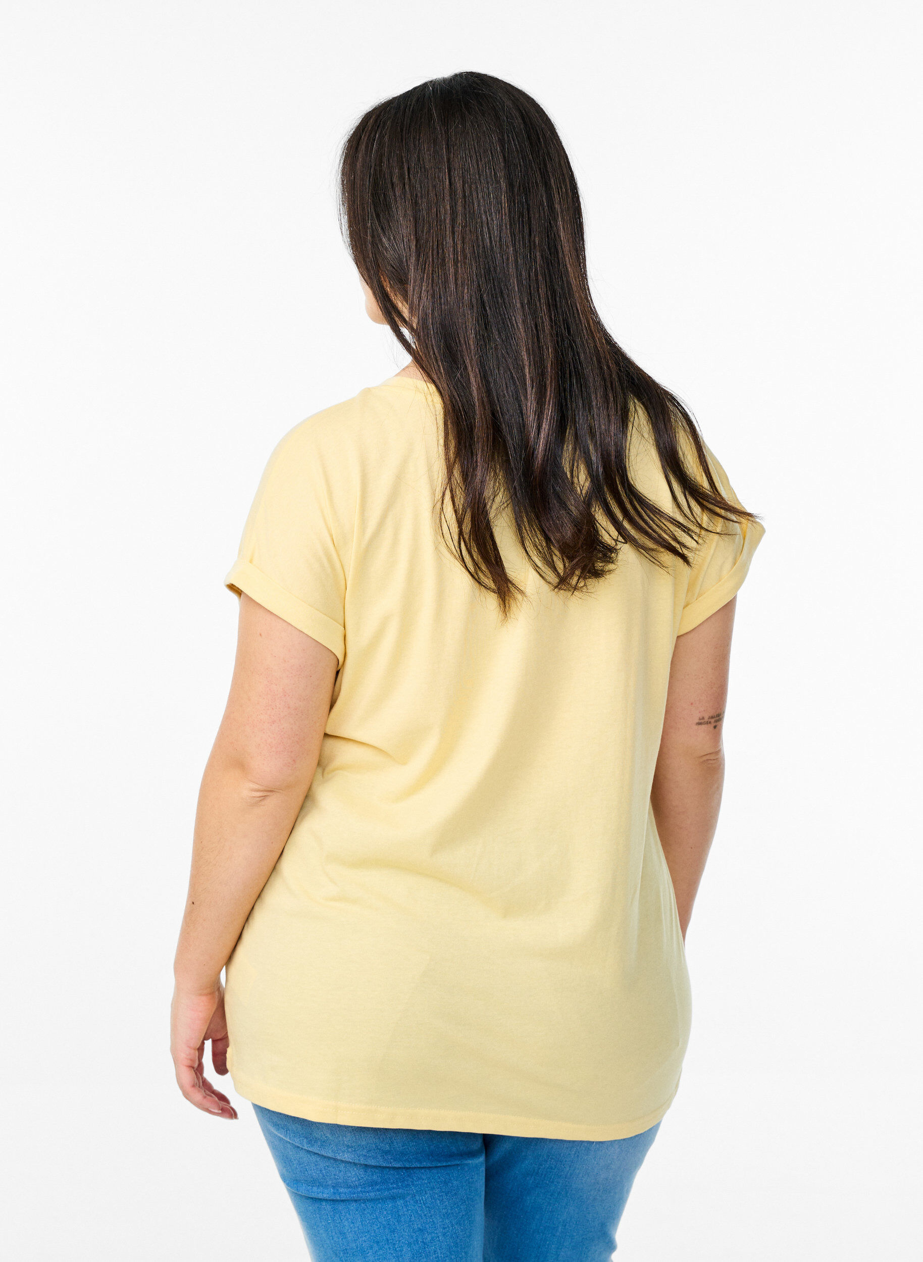 Zizzifashion Short-sleeved cotton blend t-shirt, Yellow, Model image number 2