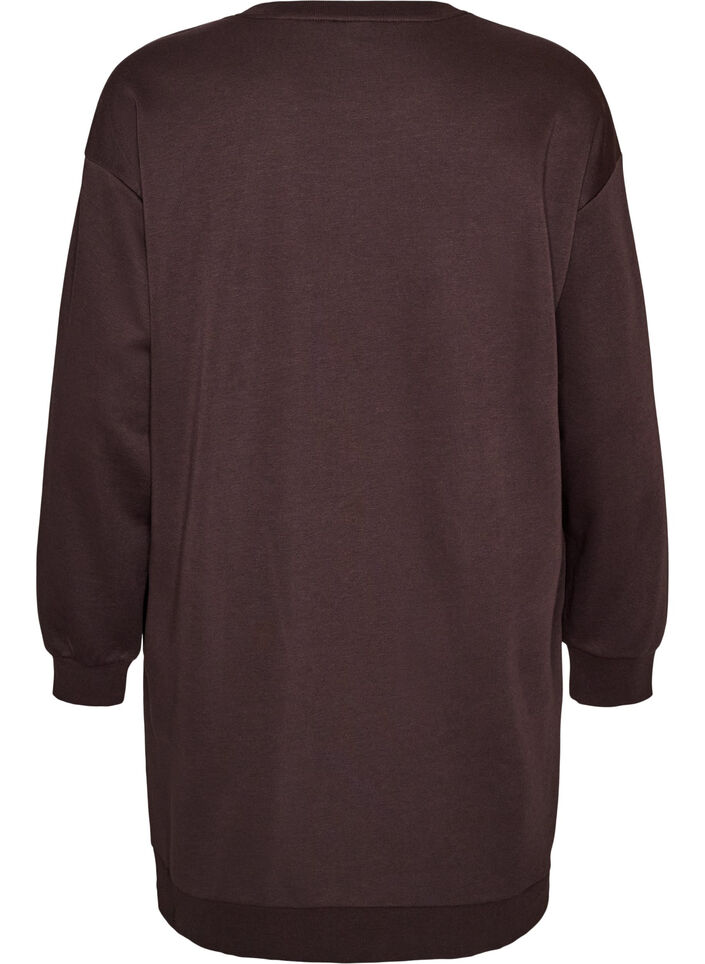 Loose sweatshirt dress with pockets, Brown, Packshot image number 1