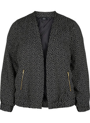 Bomber jacket with pockets and dotted print, Black w. Dot, Packshot image number 0