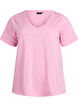Short-sleeved basic t-shirt with v-neck, Pink, Packshot image number 0