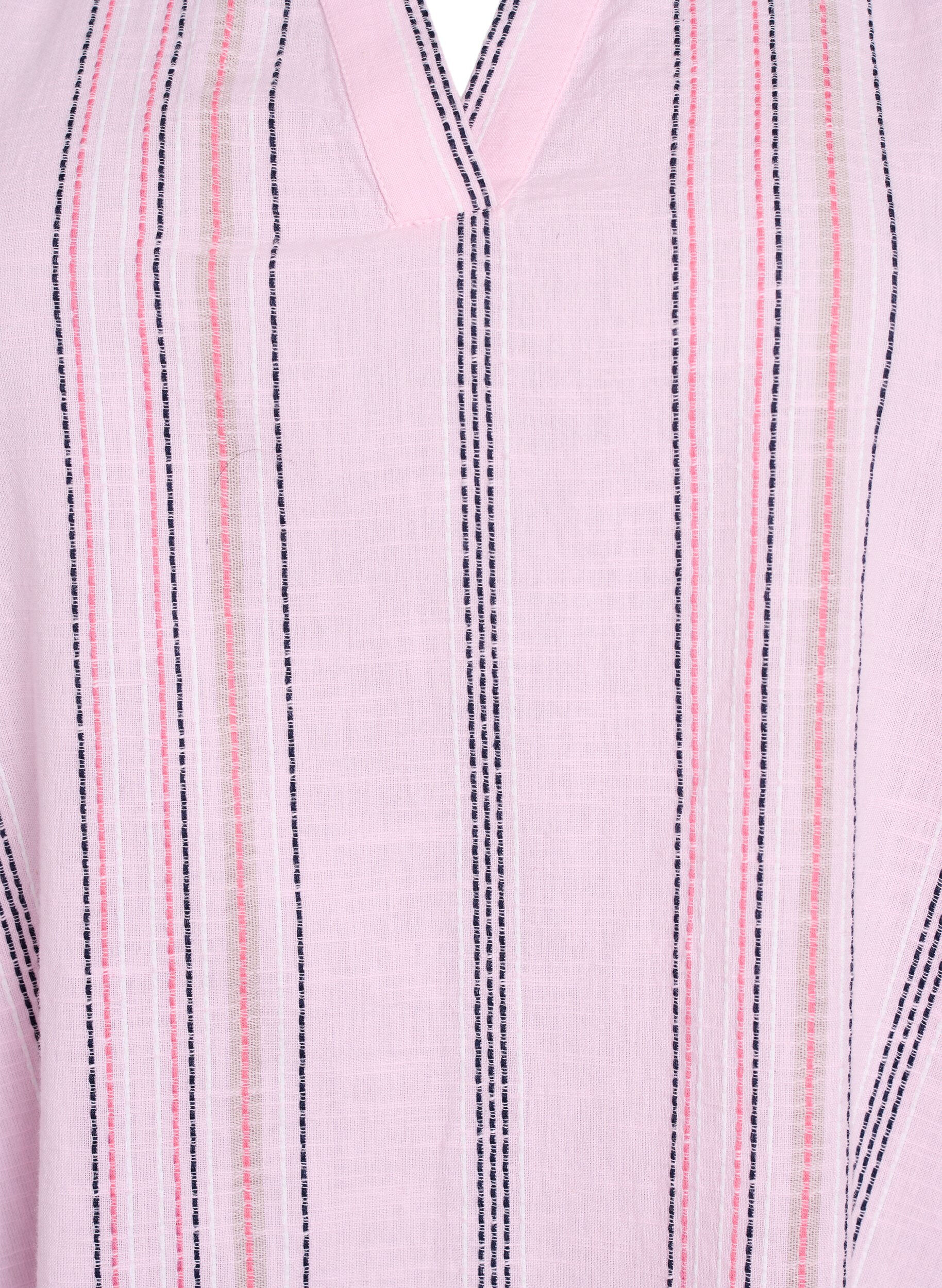 Zizzifashion Short cotton dress with striped pattern, Rose, Packshot image number 2