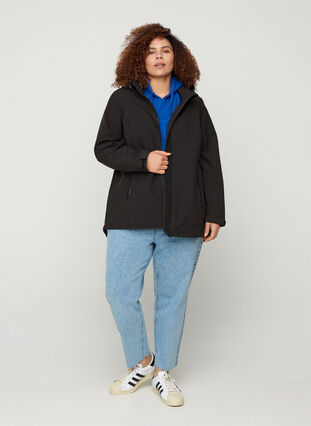 Softshell jacket with removable hood, Black, Model image number 2