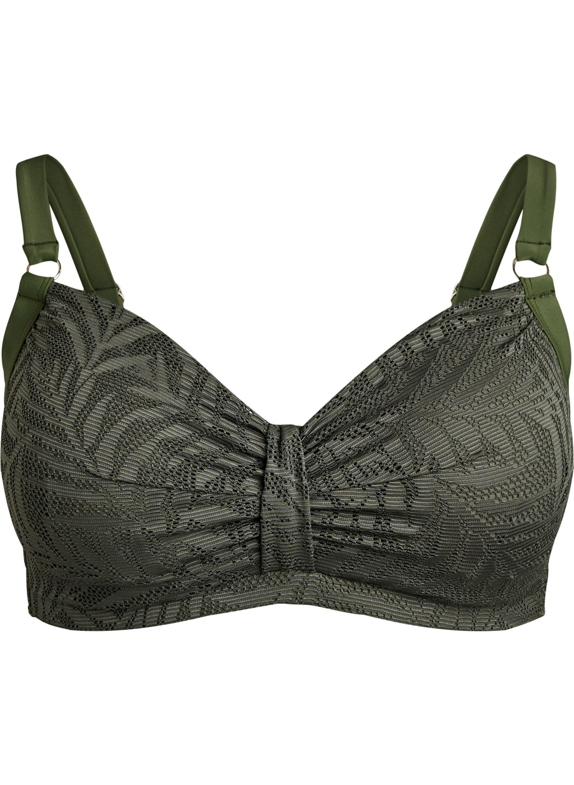 Bikini top with textured mesh and removable padding