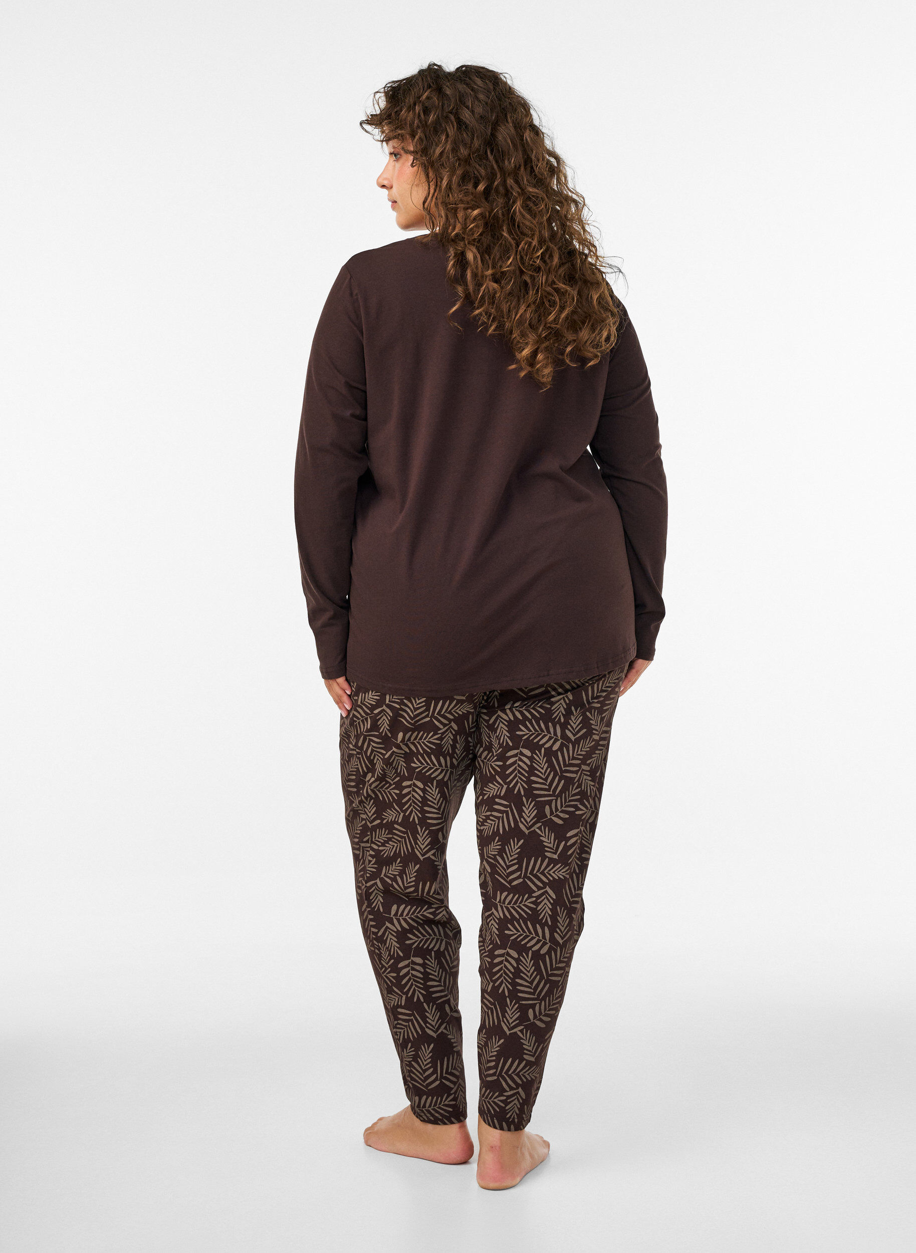 ZizzifashionCotton pyjamas pants with print, Brown, Model image number 2