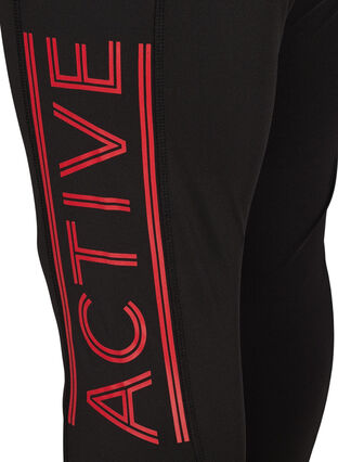 Cropped sports leggings with print details, Black, Packshot image number 3
