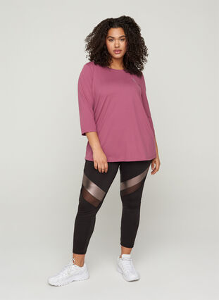 Sports top with 3/4 sleeves, Grape Nectar , Model image number 2