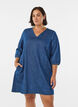 Short denim dress with 3/4 sleeves, Blue, Model image number 0