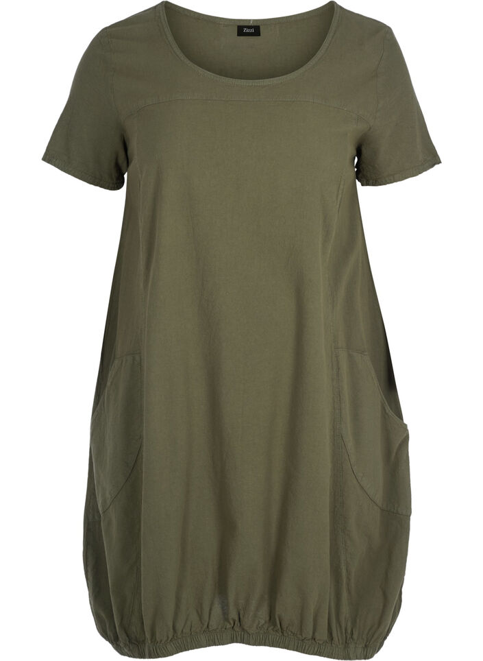 Short sleeve cotton dress, Green, Packshot image number 0