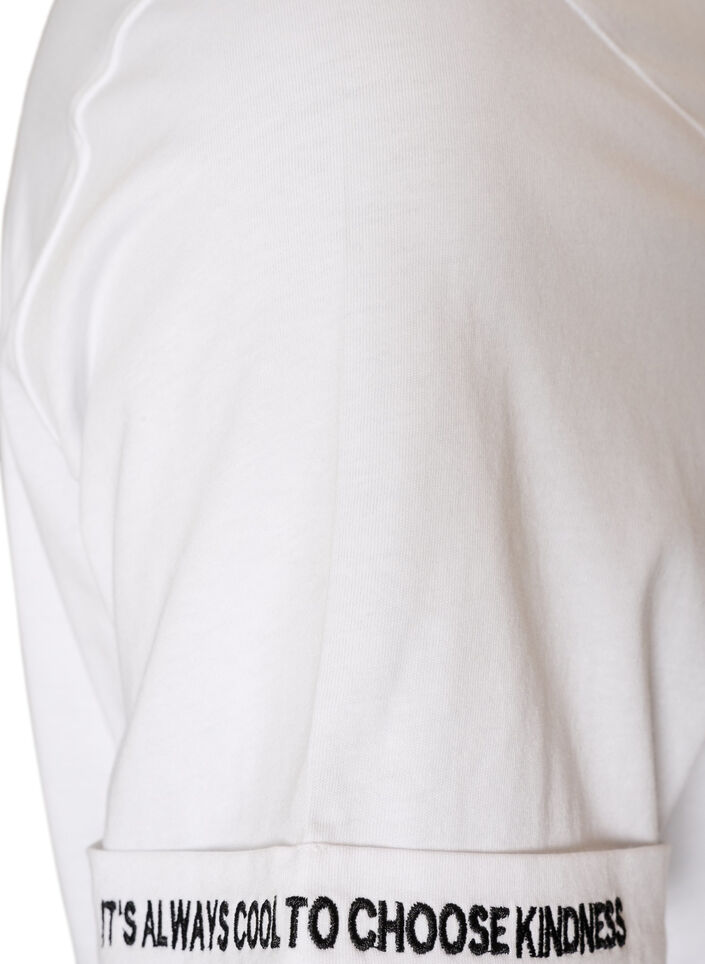 Cotton T-shirt with text embroidery, White, Packshot image number 3