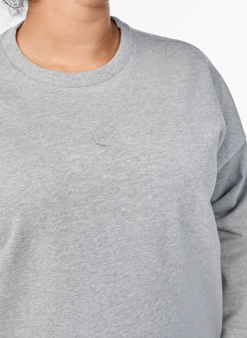 Sweatshirt with slits and glitter thread, Grey, Model image number 3