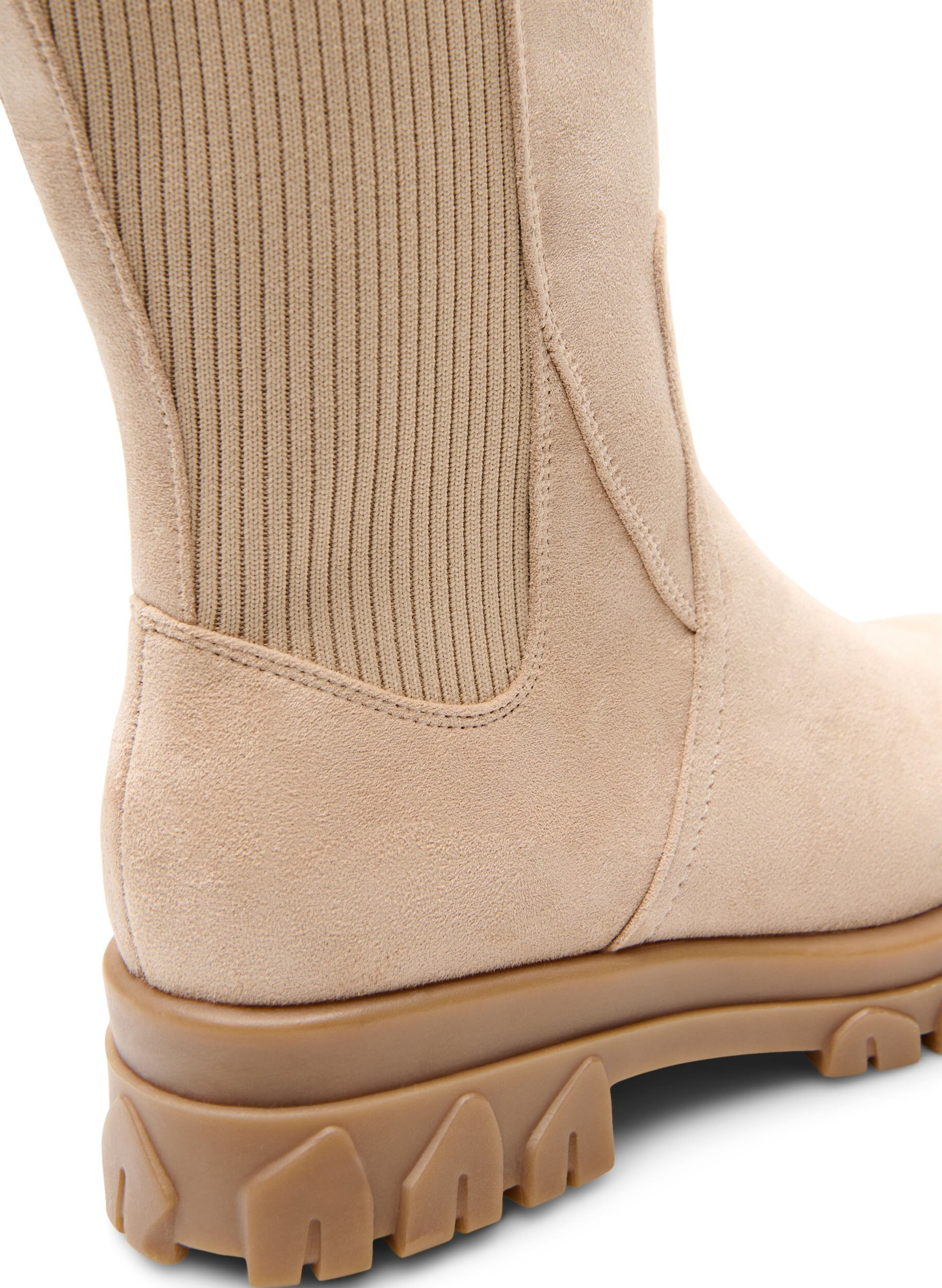 Zizzifashion Chunky boot in faux suede, Beige, Packshot image number 4