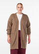 FLASH - Long rib knit cardigan with pockets, Brown, Model image number 0