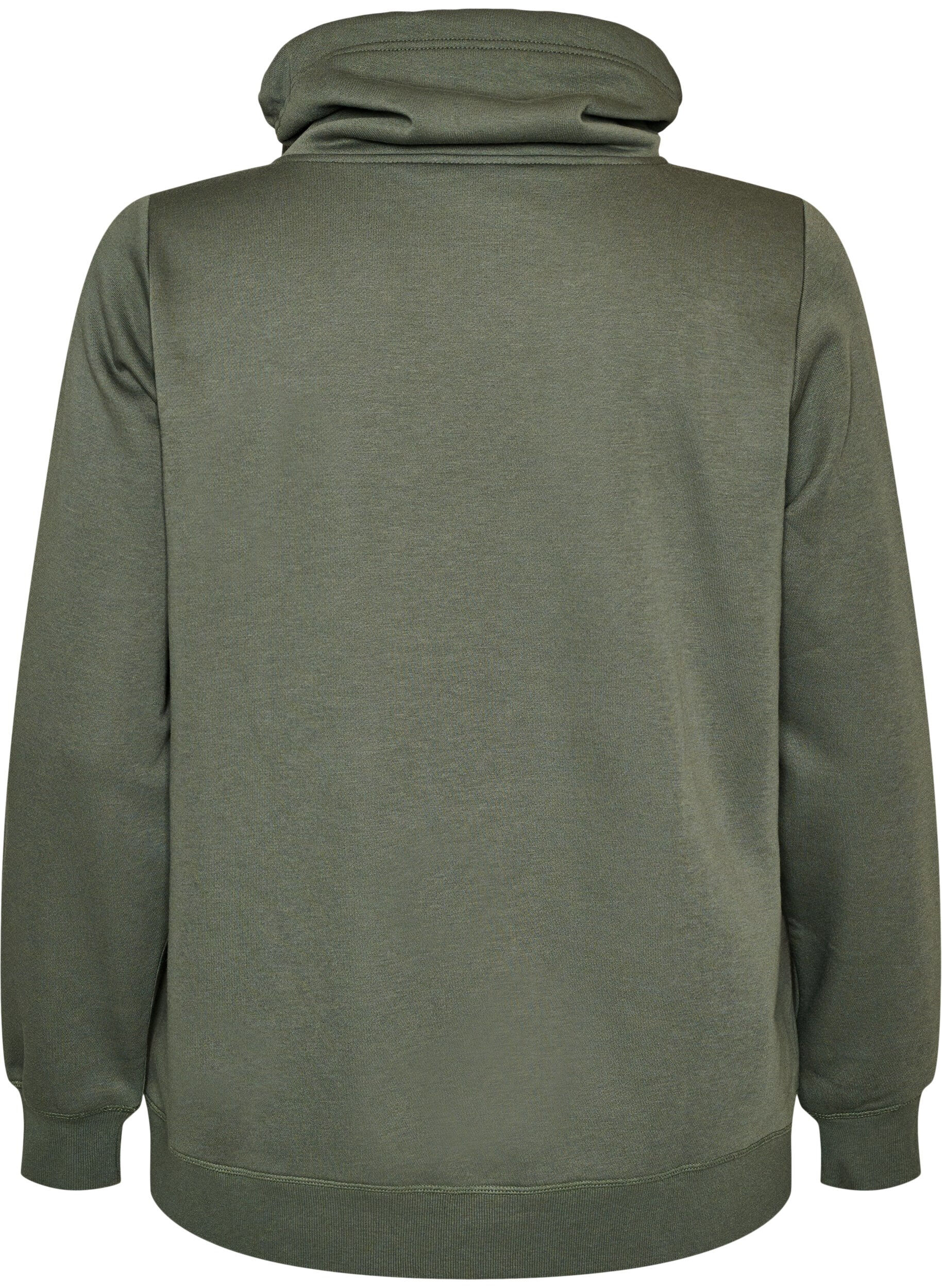 Zizzifashion Sweatshirt with high collar and pockets, Green, Packshot image number 1