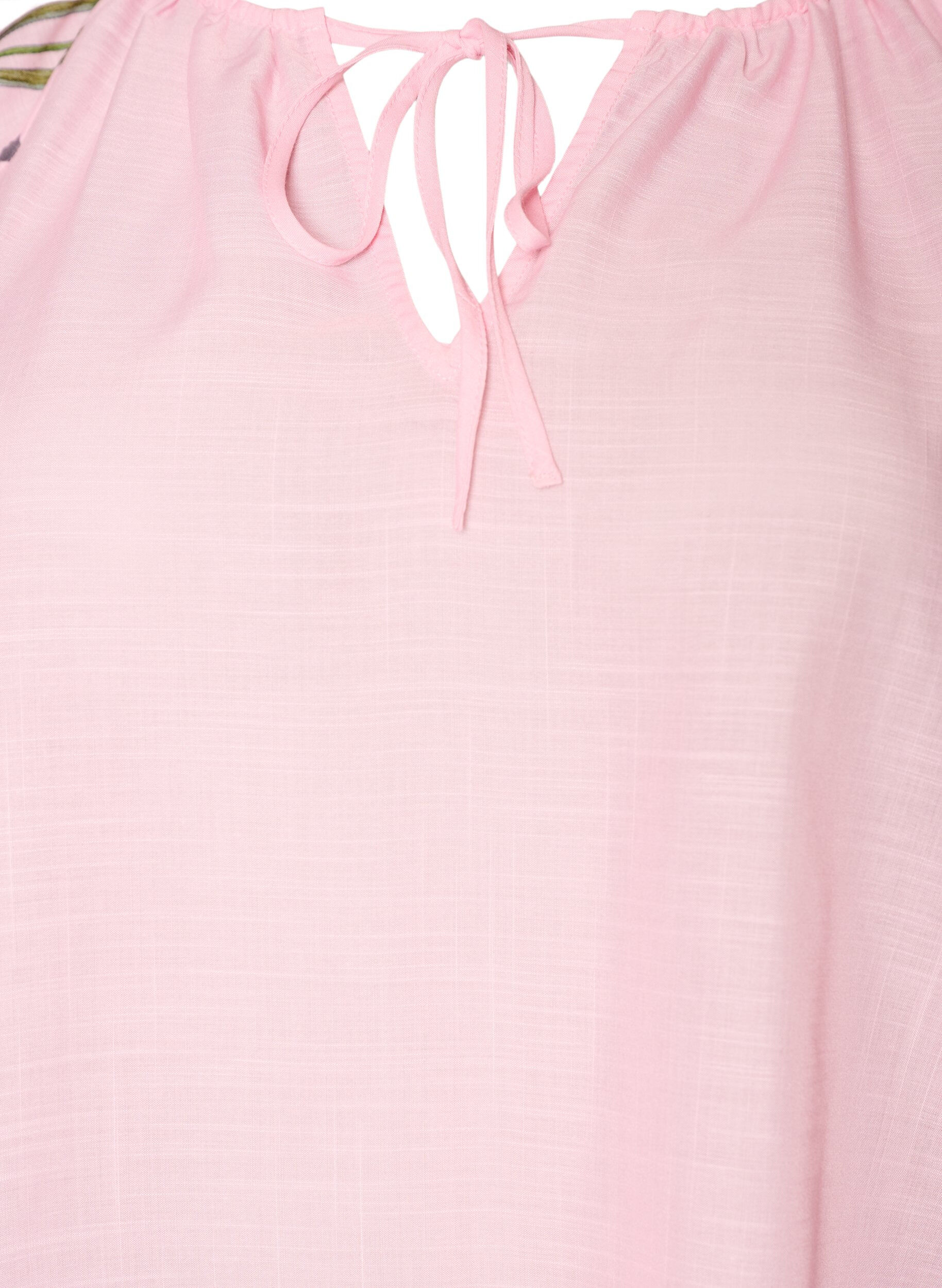 Zizzifashion Blouse with tie detail and floral print sleeves, Pink, Packshot image number 2