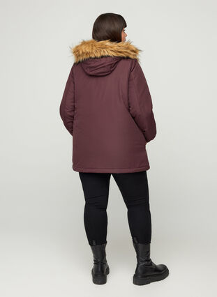 Jacket with a fake fur collar and drawstring waist, Fudge, Model image number 1