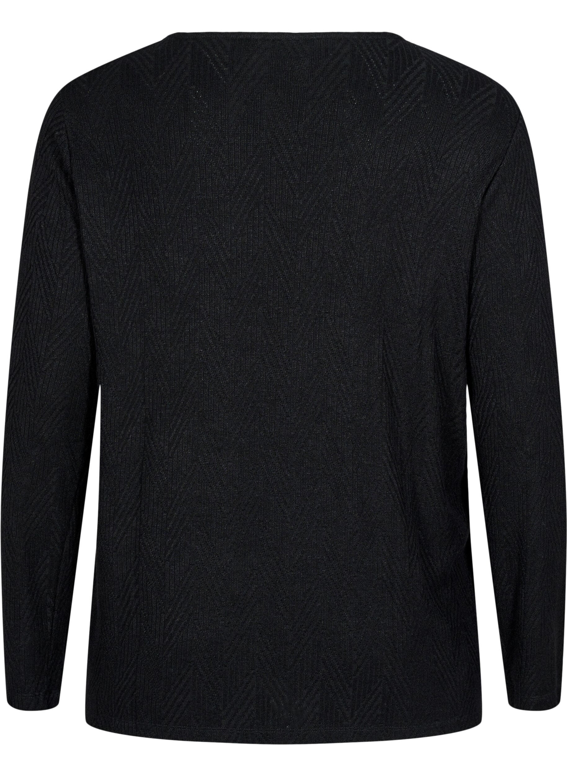 Zizzifashion Patterned blouse with long sleeves, Black, Packshot image number 1