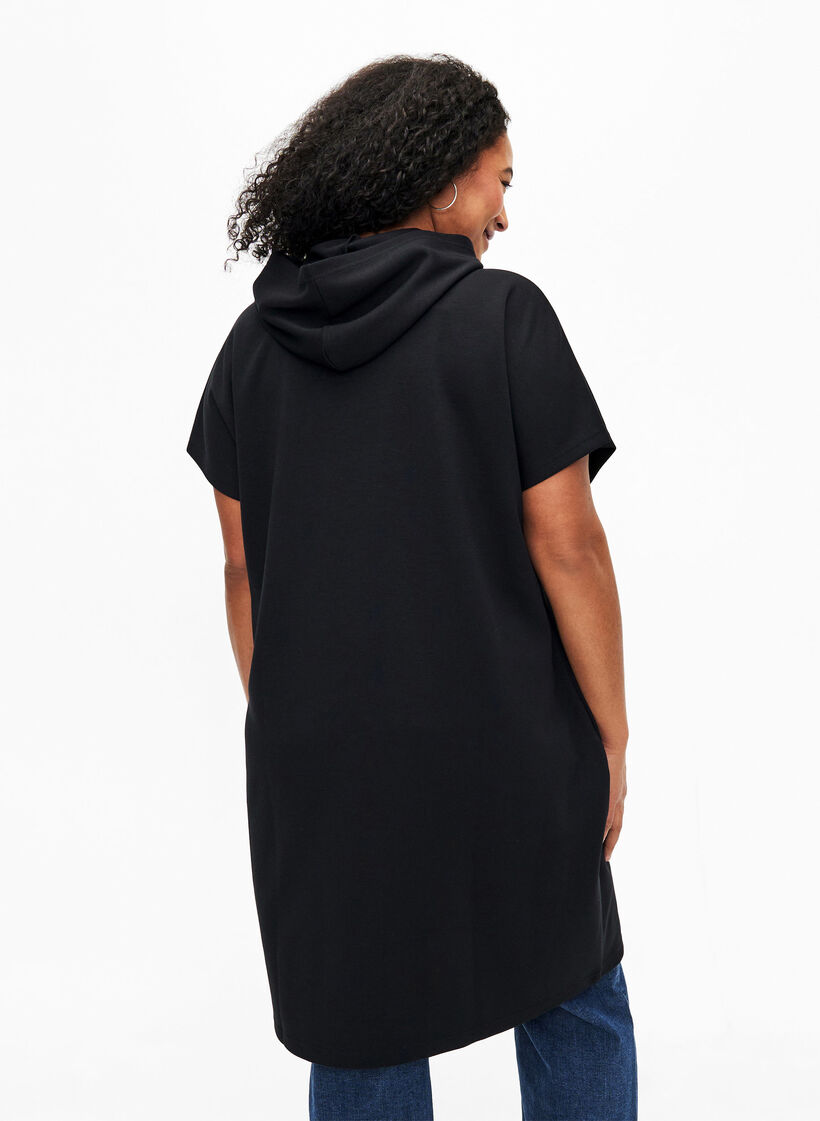 Short sleeve sweat dress in modal mix, Black, Model image number 2