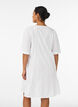 Knee-length cotton dress with embroidery and a V-neck, White, Model image number 2