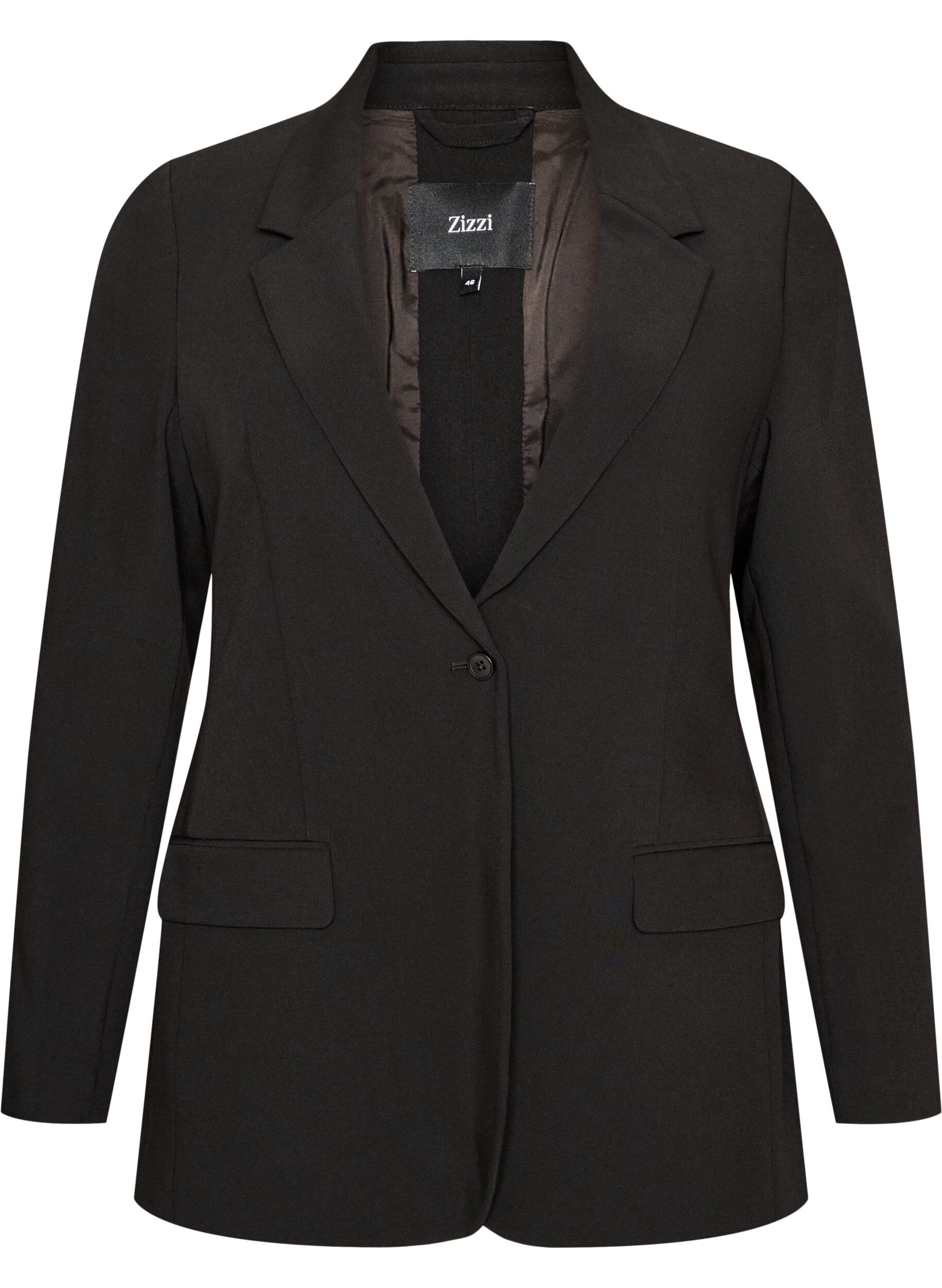 ZizzifashionBlazer with back vent and tie detail, Black, Packshot image number 0