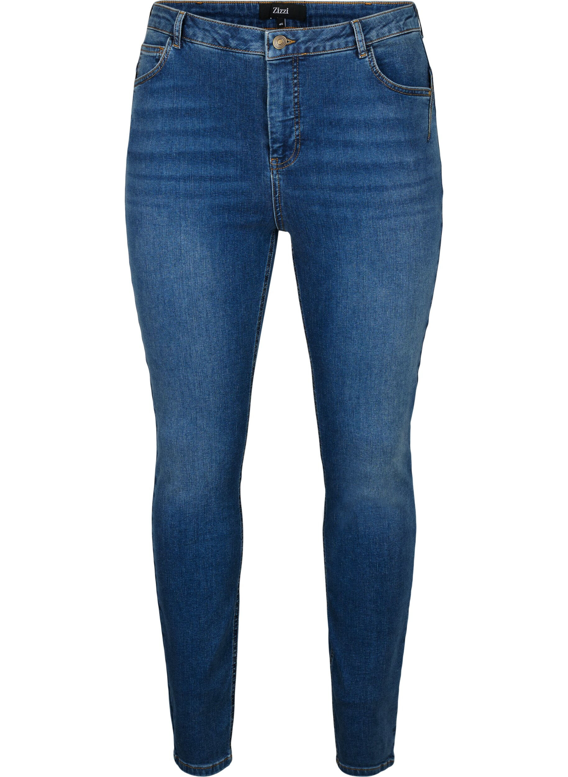 Zizzifashion Super slim Amy jeans with high waist, Blue denim, Packshot image number 0