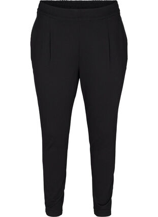 Cropped plain trousers, Black, Packshot image number 0