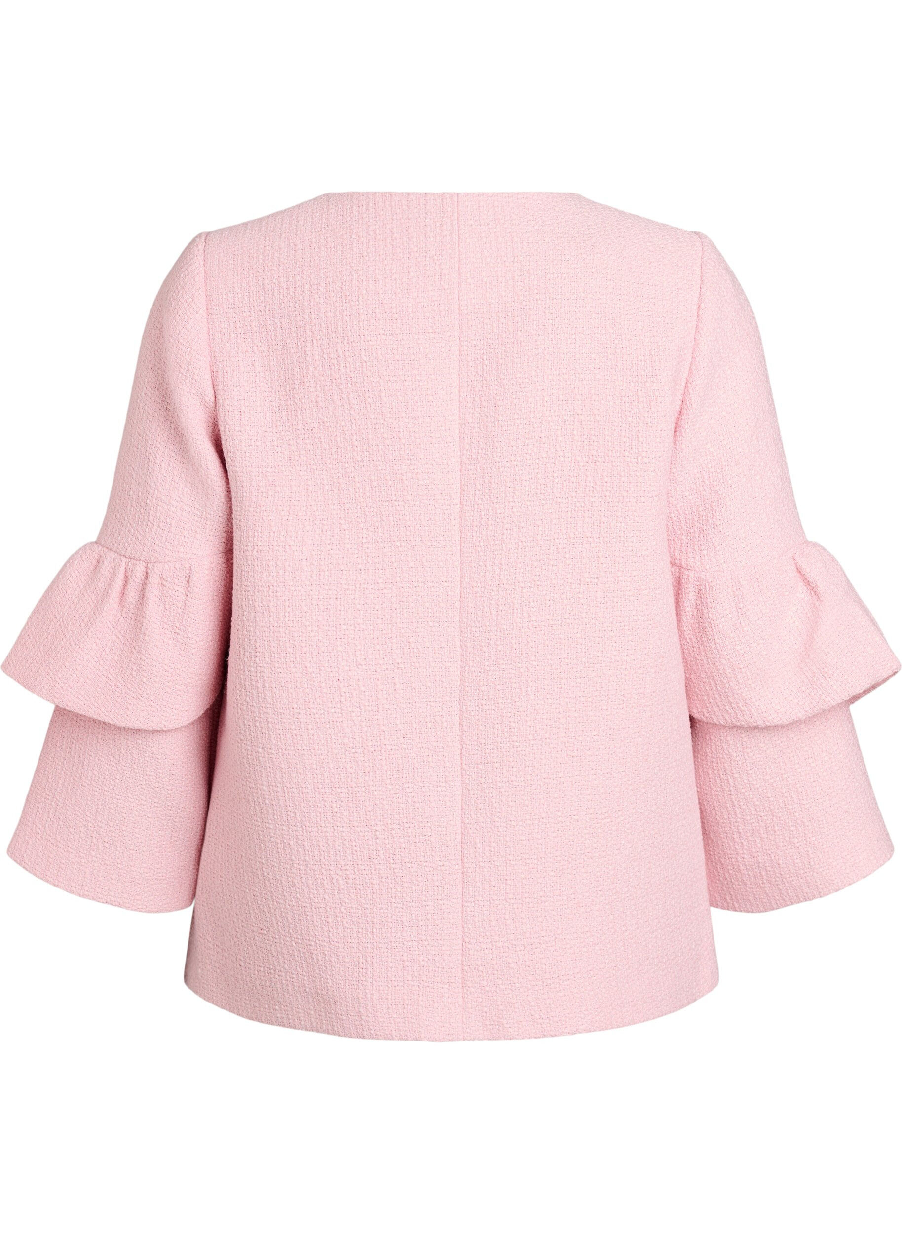 ZizzifashionBoucl&eacute; jacket with ruffle details, Pink, Packshot image number 1