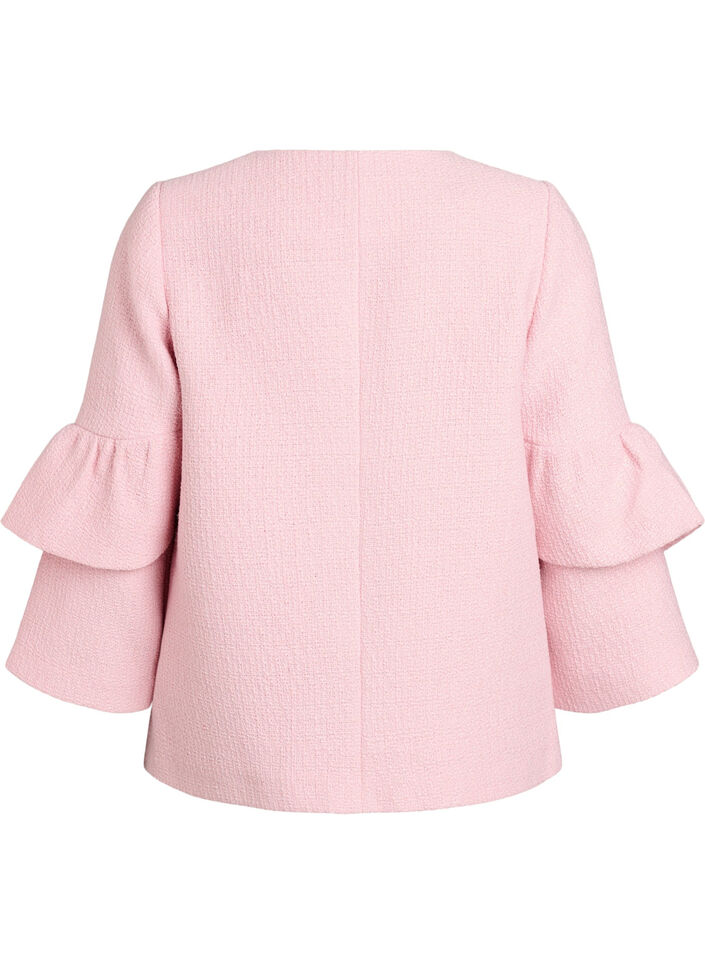 Boucl&eacute; jacket with ruffle details, Pink, Packshot image number 1