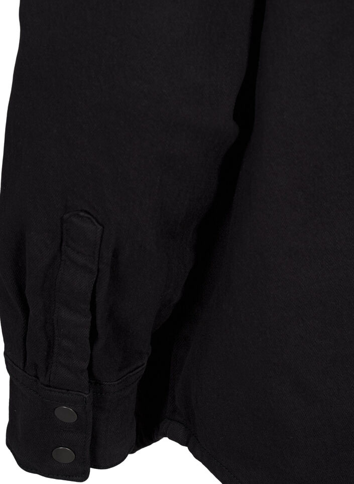 Denim shirt with buttons and chest pockets, Black, Packshot image number 3