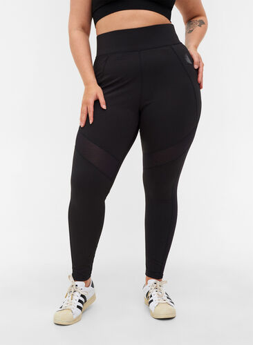 Cropped gym leggings with high waist, Black, Model image number 0