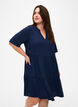 Short sleeve dress with a-line and cutlines, Blue, Model image number 0