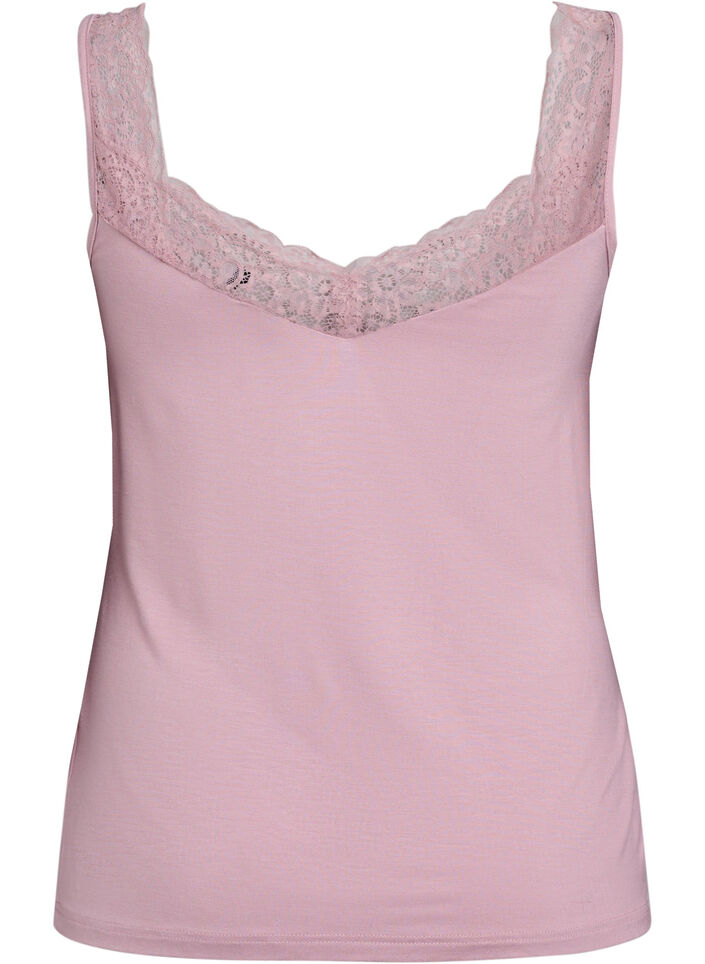 Viscose top with lace trim, Rose, Packshot image number 1