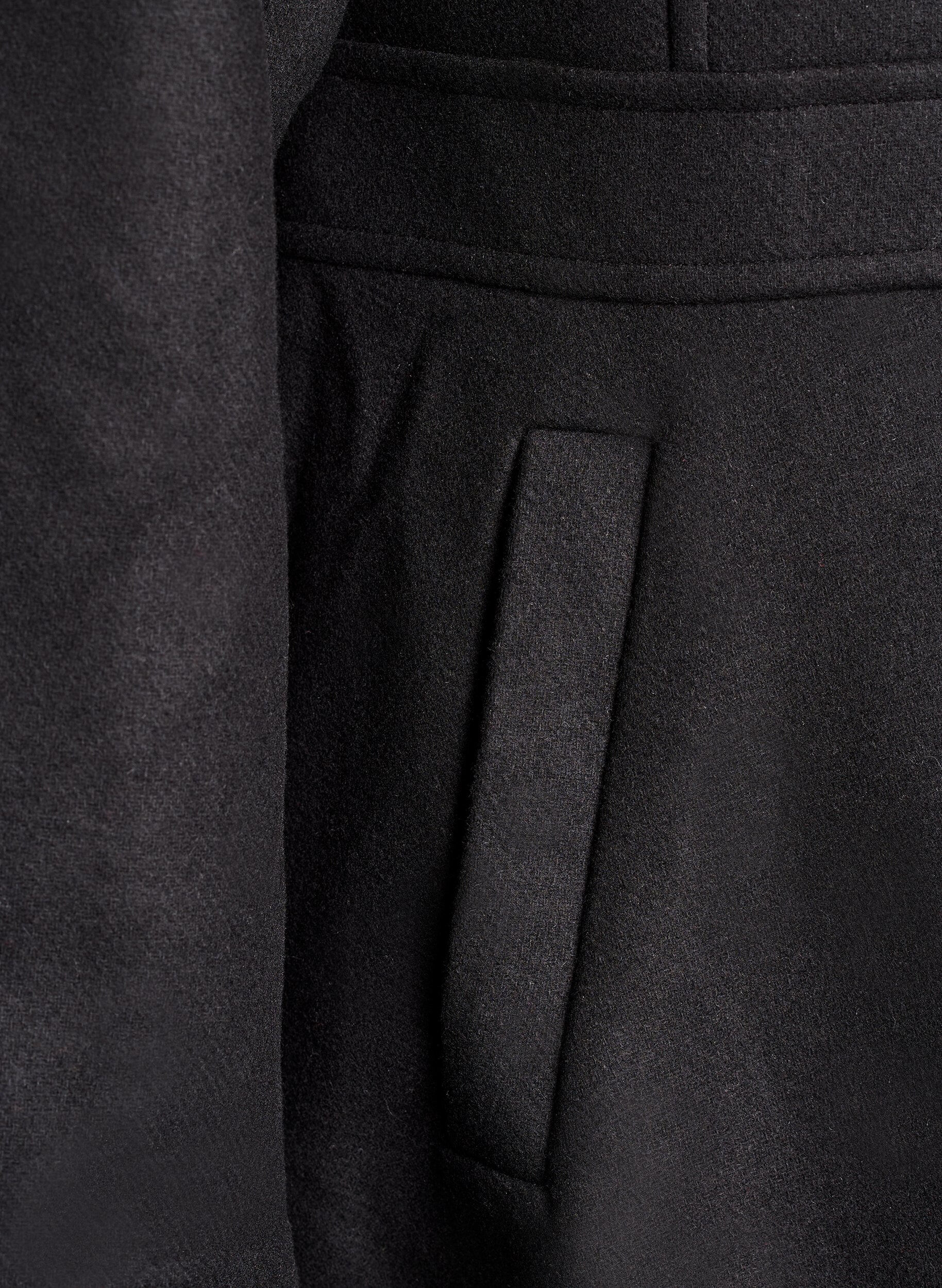Zizzifashion A-line wool coat with pockets, Black, Packshot image number 3
