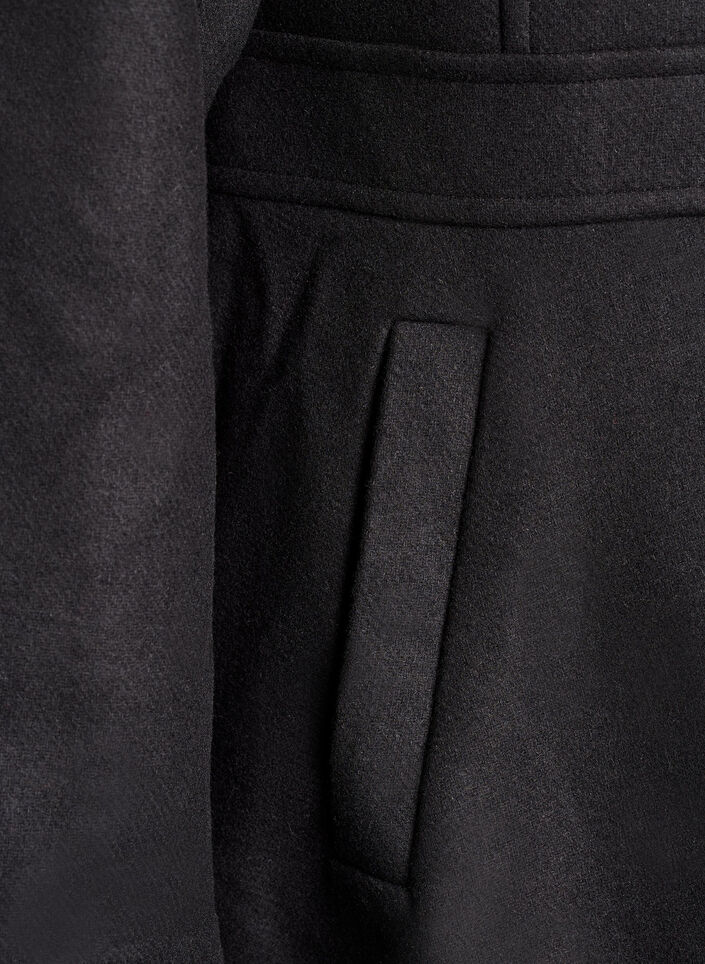 A-line wool coat with pockets, Black, Packshot image number 3
